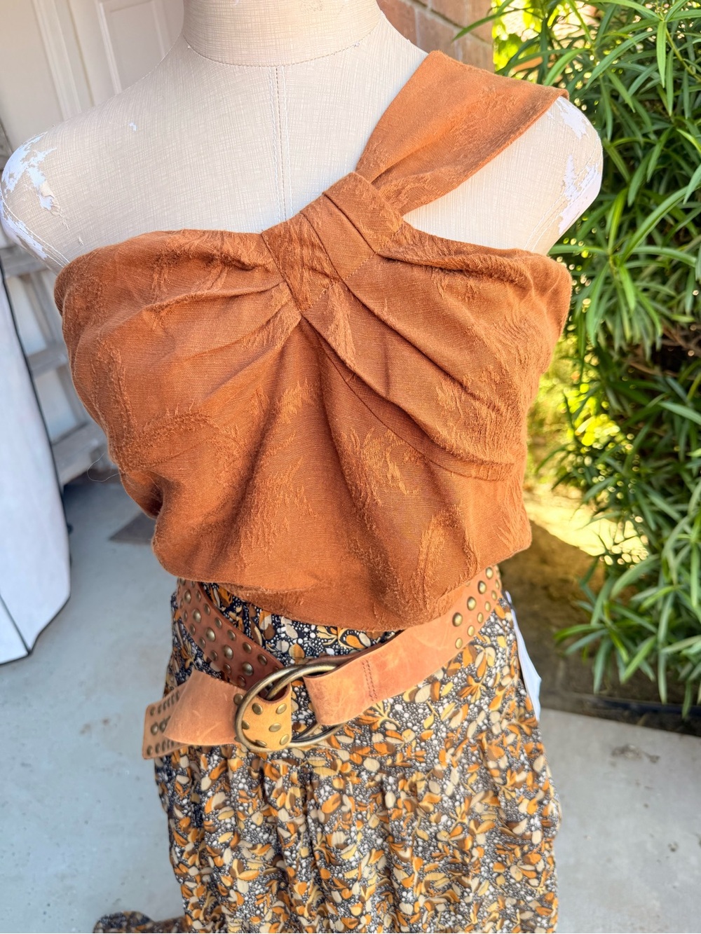Veronica Beard One-Shoulder Rust Camisole